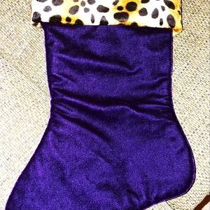 Deep purple and leopard print Christmas stocking, New